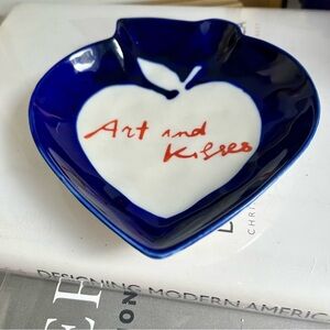 Anthropologie Hotel Magique Art and Kisses Trinket Dish Heart Blue Apple